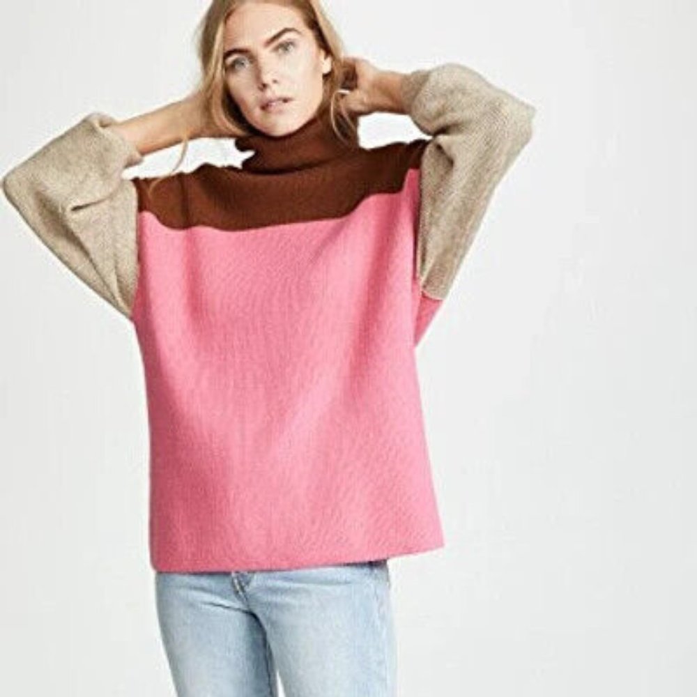 Free People Softly Structured Candy Pop Color Block Sweater Medium